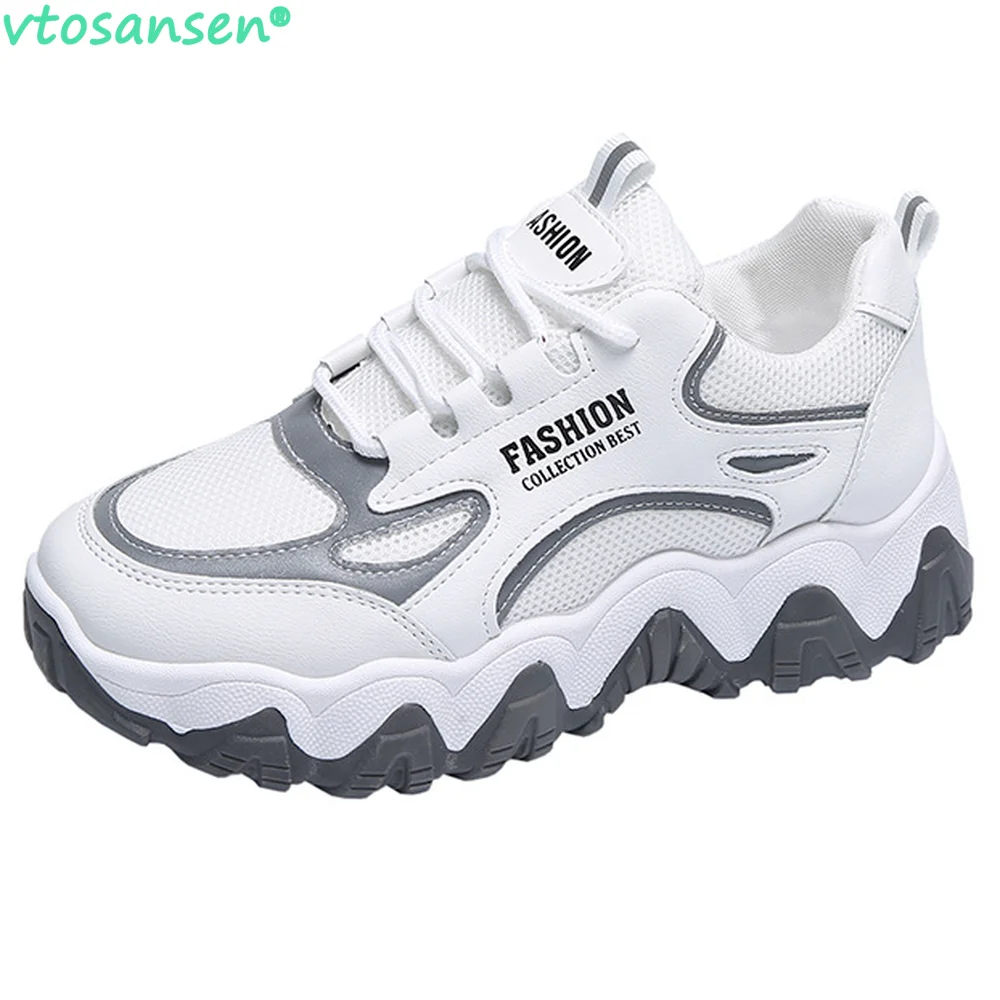 

Женские дышащие кроссовки для бега, легкие белые повседневные кроссовки на толстой подошве для девушек, 2021