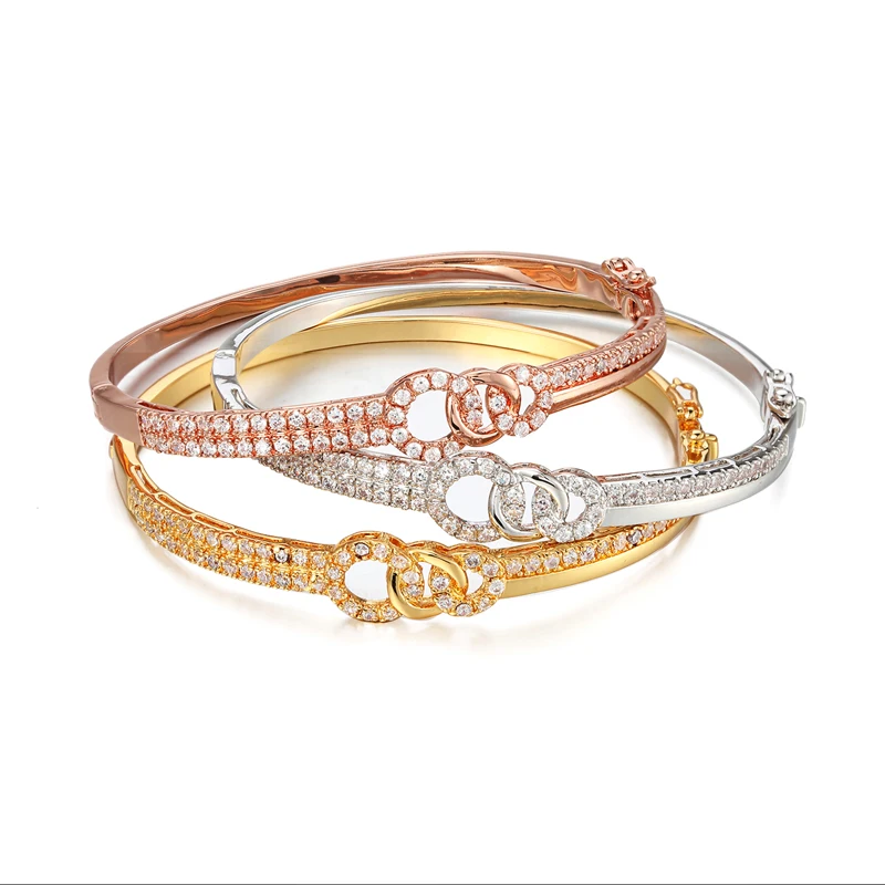 Женский винтажный браслет JIN & JU классический с фианитами в античном стиле