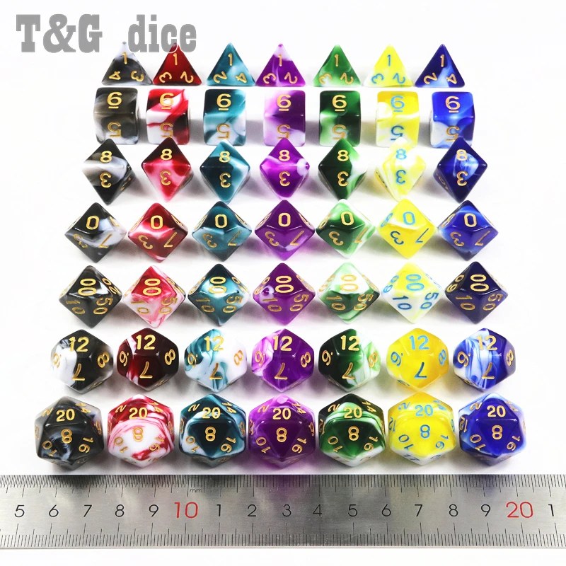 T &amp G 7 шт трпг кости для DND D4-D20 многосторонних игр кубики цветов Настольный