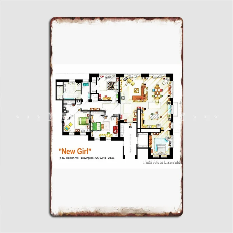 

Floorplan квартиры Лофт от Новой девушки металлический плакат с табличкой кинотеатр кухня клуб бар роспись оловянные плакаты