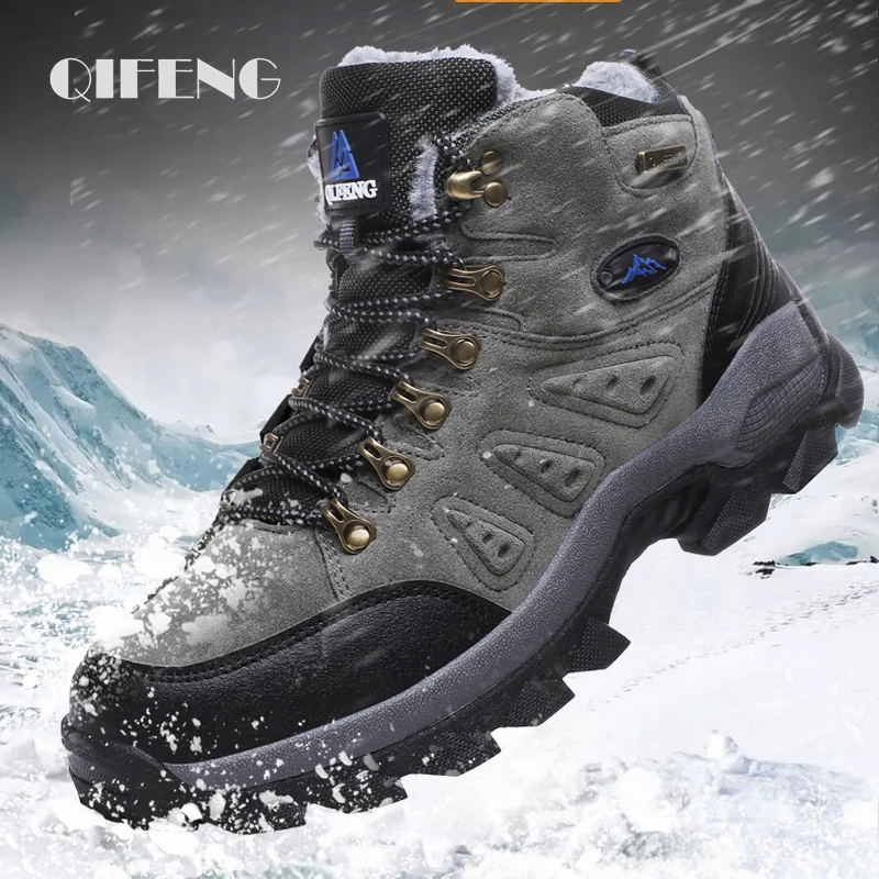Winter Men's Ankle Boots Classic Outdoor Athletic Sneakers Athletic Shoes Women Boots Female Warm Large Size Cotton Shoes 36-48