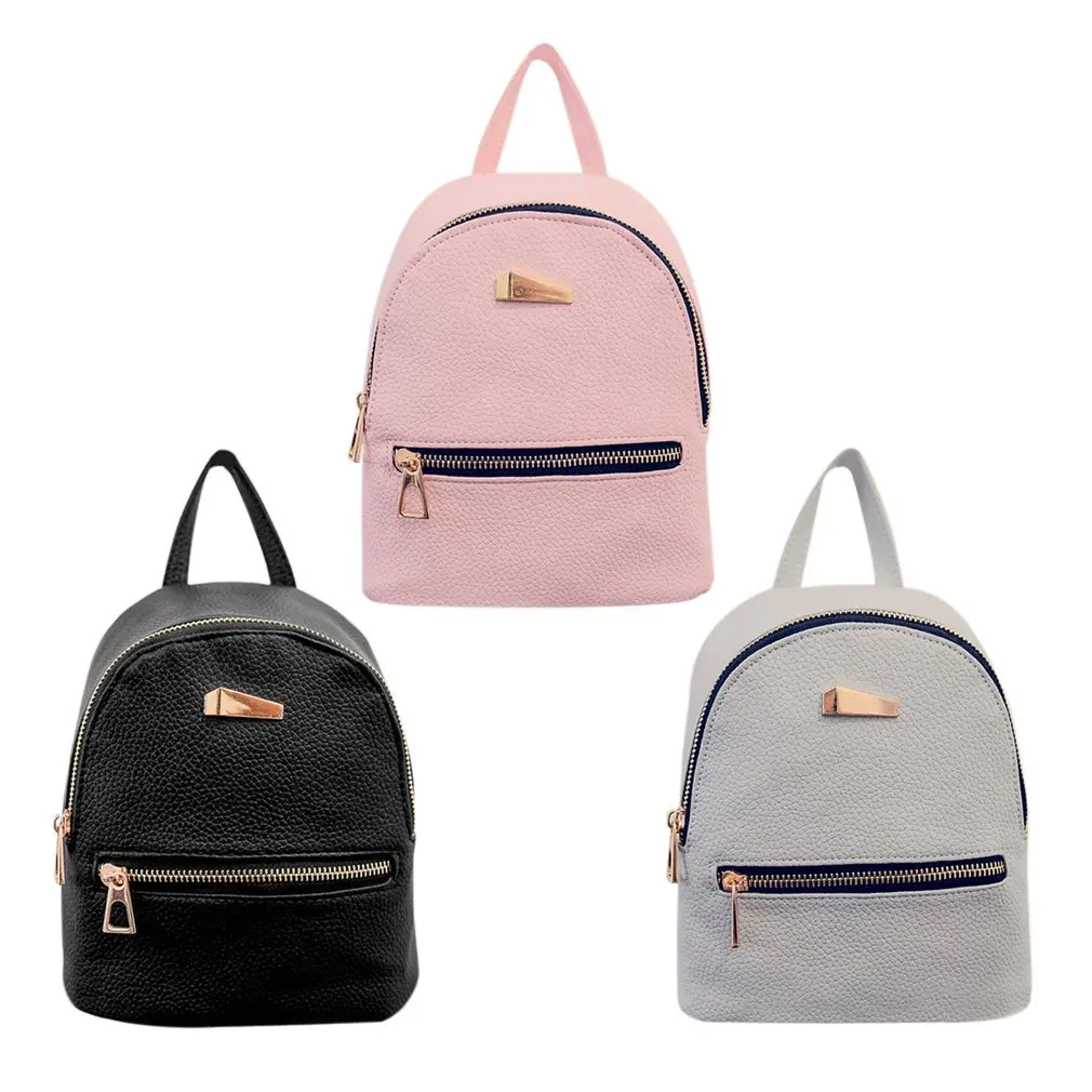 

Solid Color Shoulder Bag with Black Zipper Cloth & Golden Zipper PU Leather Mini Backpack Casual Shoulder Bag for Women