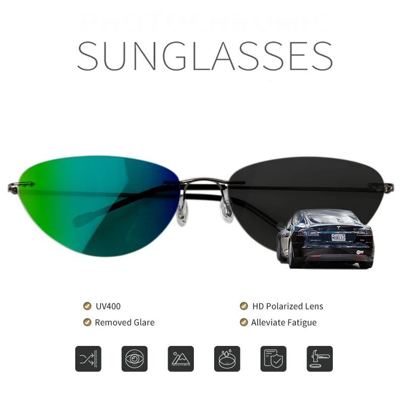 Gafas de sol polarizadas estilo Neo para hombre, lentes de sol sin montura, estilo Matrix Agent Smith, nuevo diseño de marca