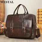 Сумка-портфель мужская из натуральной кожи, для ноутбука