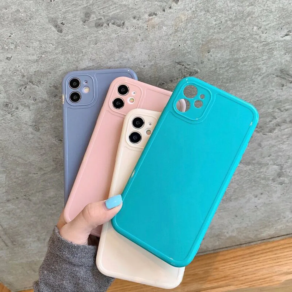 Модные квадратные простые однотонные милые чехлы для телефонов iphone 7 8 plus задняя