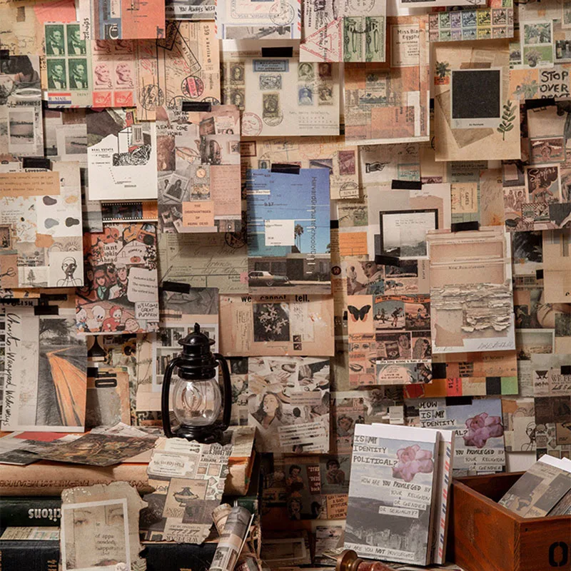 

50Sheets Writable Vintage Material Paper Scrapbooking Collage Album Diary Planner Journal Decorative Background Paper DIY Crafts