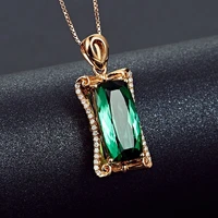 mengyi 2020 new luxury green rectangle zircon pendants necklace for women rose gold wedding necklace jewelry gift
