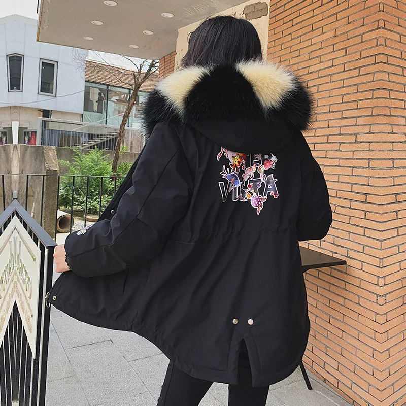 Женское зимнее пальто с капюшоном и мехом размеры до 3XL | Женская одежда