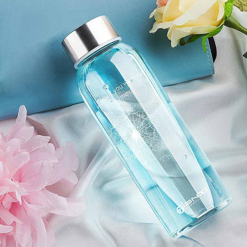 Бутылка для воды KK60SH портативная стеклянная бутылка спортзала офиса велосипеда