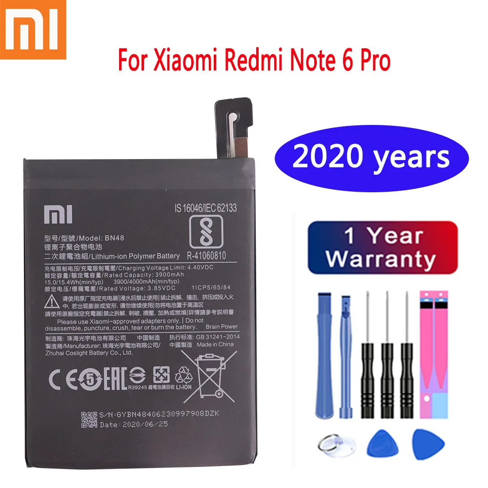 2020 лет xiaomi 100% Оригинальный аккумулятор для телефона Xiaomi redmi Note 6 Pro BN48 аккумуляторы