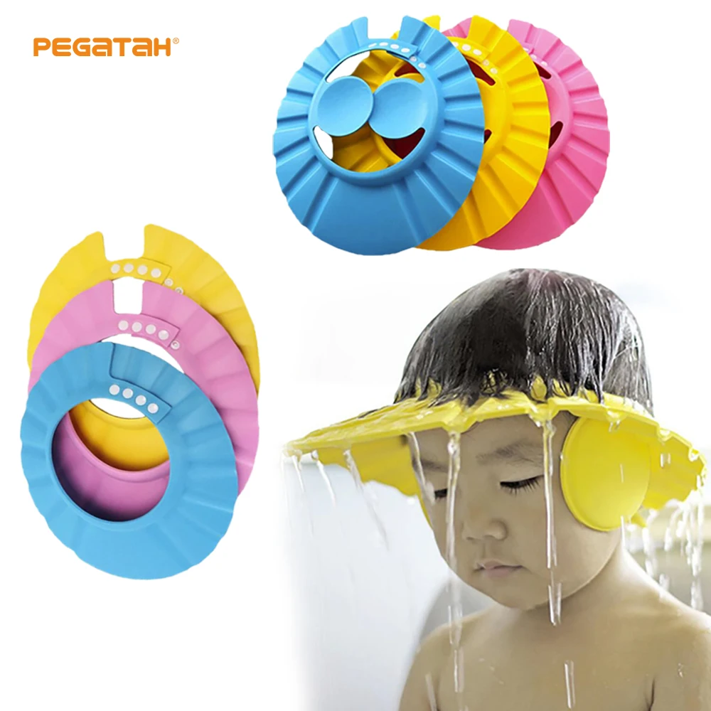 

Children's baby bath shower cap shampoo bath cap adjustable EVA cap waterproof eye protection earmuff headgear shampoo cap
