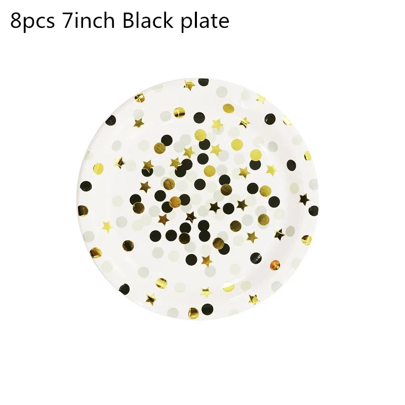 7inch Black plate Горячая штамповка звезда Свадебная вечеринка одноразовая посуда день рождения ребенка душ Салфетка под тарелку кружку вечерние украшения принадлежности - Цвет: 7inch Black plate