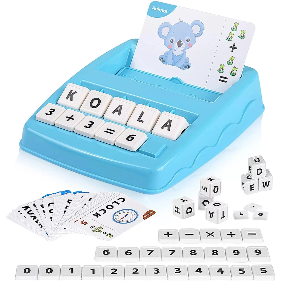 

2 in 1 Preschool Sight Words Spelling Game with Alphabets Number Math Flash Cards Match Learn Letter Educational Toy for Kids