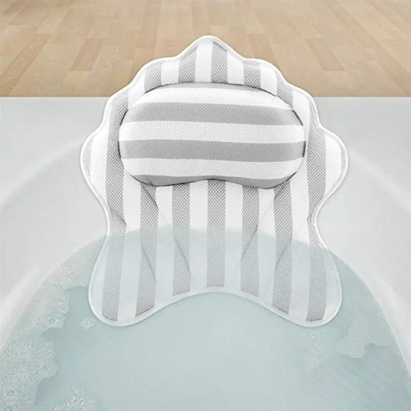 

New Bathtub Pillow Bath Cushion Non-Slip Suction Sups Comfortable Head Rest Anti Mold Quick Dry Air Mesh Bathtub Head Holder