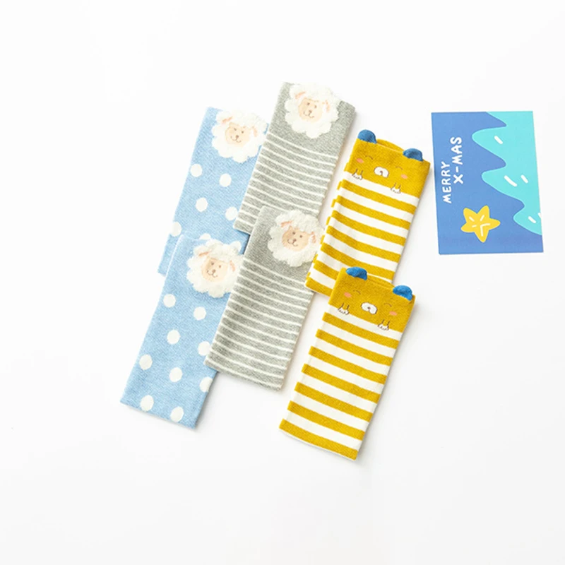 Милые детские гольфы в полоску и горошек Длинные Хлопковые с рисунком овцы