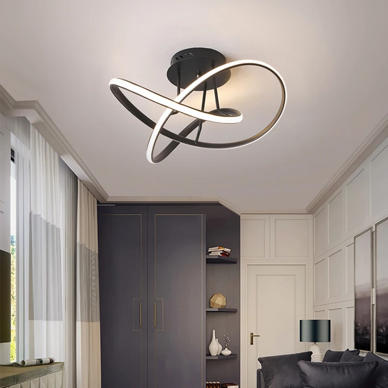 Современная светодиодная люстра черного/белого цвета для гостиной спальни