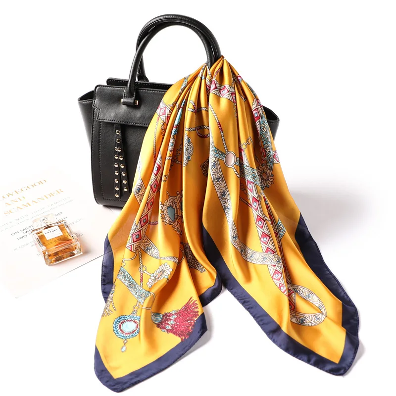 Nieuwe Lente Zomer Zijden Sjaal Luxe Merk Gedrukt Vierkante Sjaals Voor Vrouwen 70*70 Cm Hair Tie Band office Lady Halsdoek