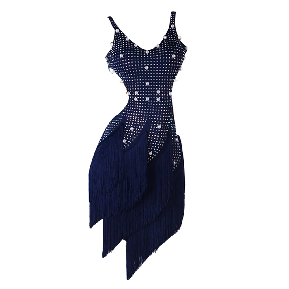 

Latin Dance Practice Clothes Beaded Fringed Dress Modern Dancing Top High-end Custom Competition Performance Costumes