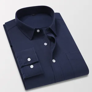 Мужская деловая рубашка, белая, синяя, серая однотонная Повседневная рубашка с длинным рукавом, модель 5XL, 2022