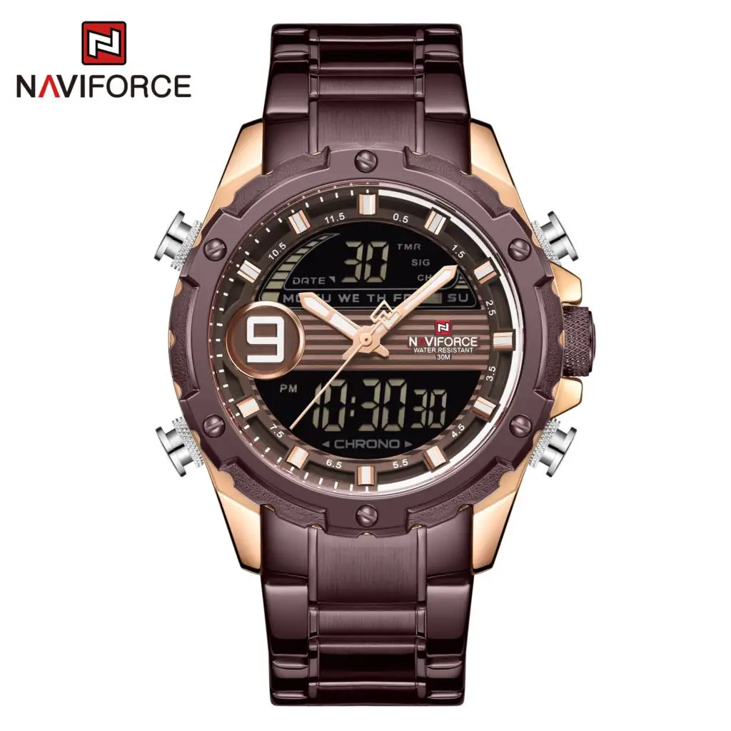 Часы наручные NAVIFORCE мужские с хронографом спортивные аналоговые цифровые