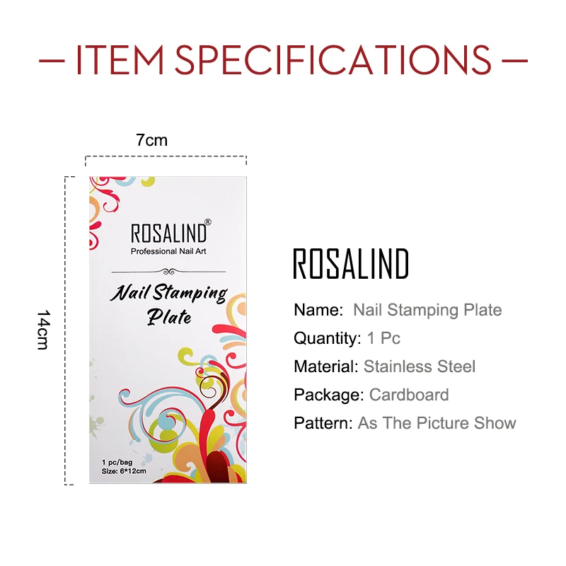 Штамп ROSALIND для дизайна ногтей пластина стемпинга из нержавеющей стали шаблон 38