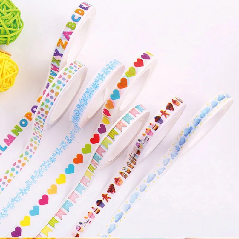 

1 Roll Cartoon Paper Tape Japanese Paper Stickers Practical Hand Account Colorful DIY Material Stickers Cute Colored Tape
