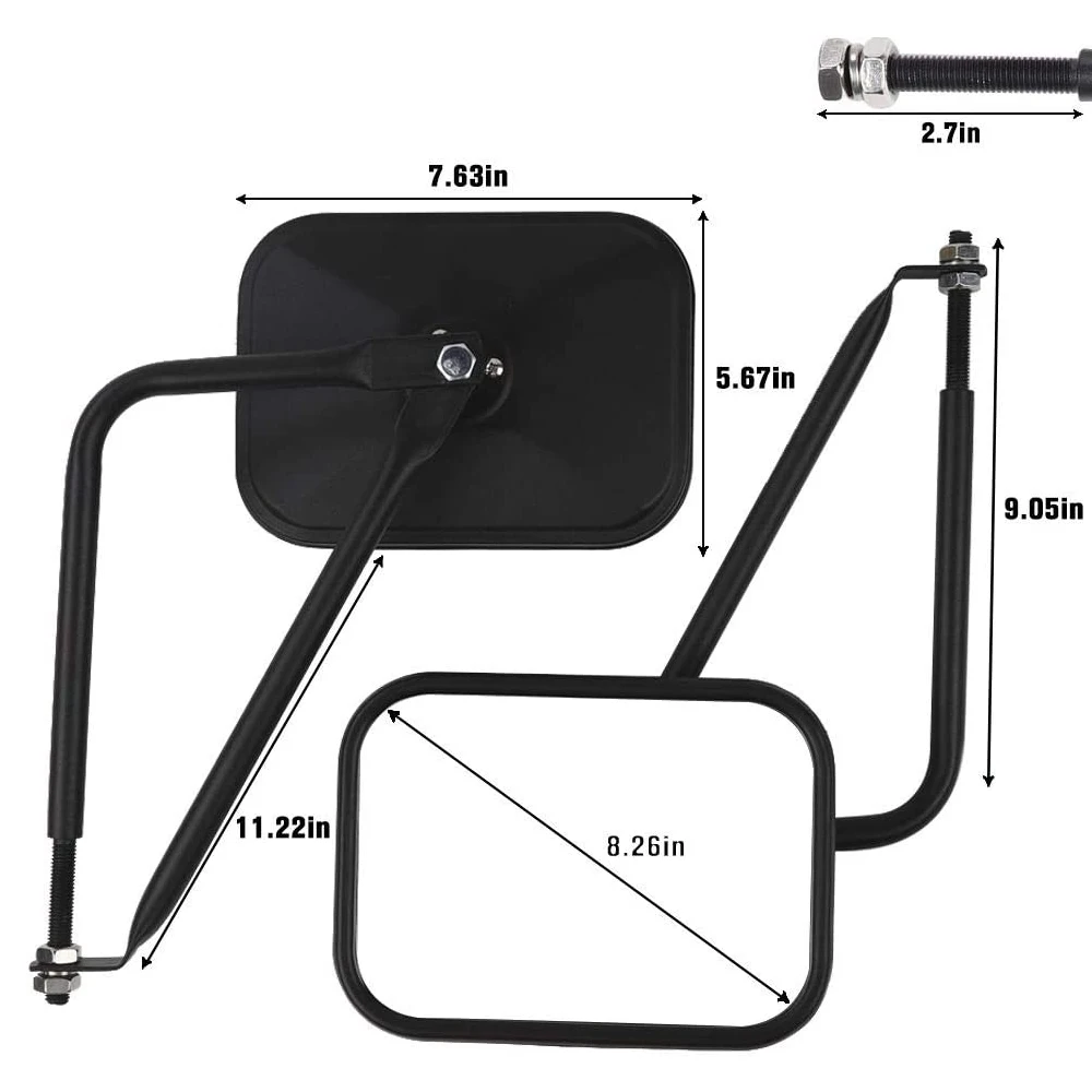 Автомобильное боковое зеркало заднего вида с регулируемым углом обзора для Jeep