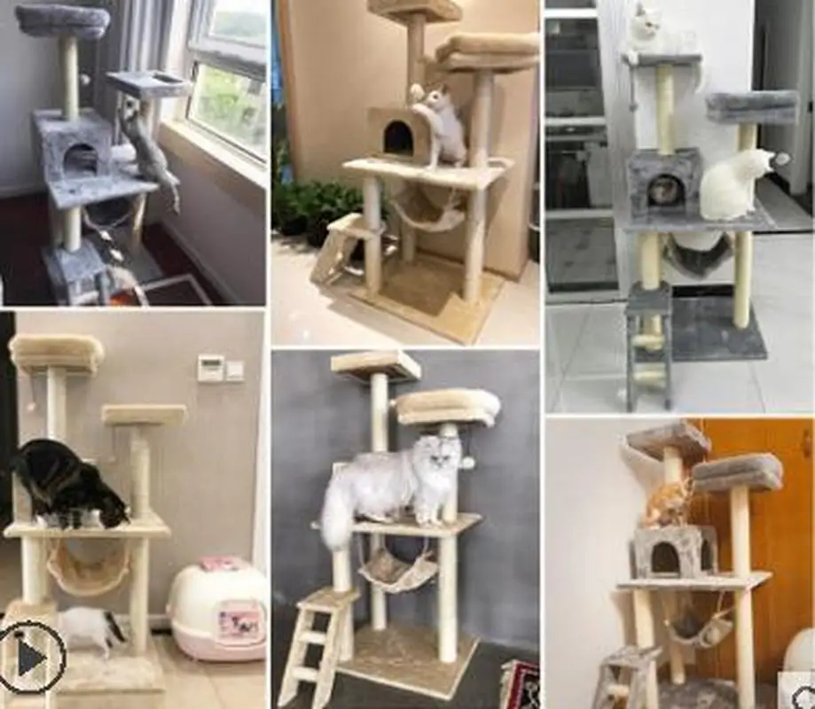 Скалолазание для кошек с лестницей кошачье дерево высокая стабильность Мебель для кошек Когтеточка для домашних животных с гамаком игрушка для кошек мяч чат