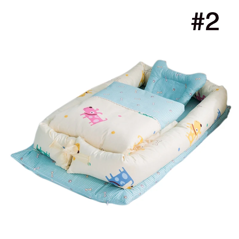 style 2 4 шт., детская кровать-гнездо, моющаяся, детские дорожные кровати, хлопок, портативная кроватка, мягкая детская кровать, бампер, матрас, подушка, одеяло, набор постельного белья для новорожденных - Цвет: style 2