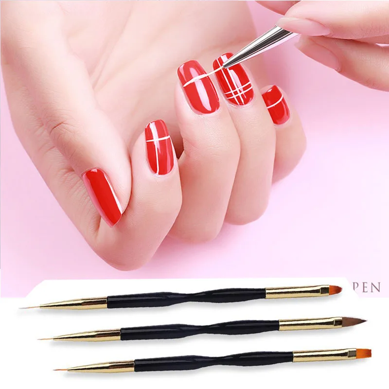 1 шт. с двойным концом нейл-арта Акрил Гель для ногтей строитель Кисть французский