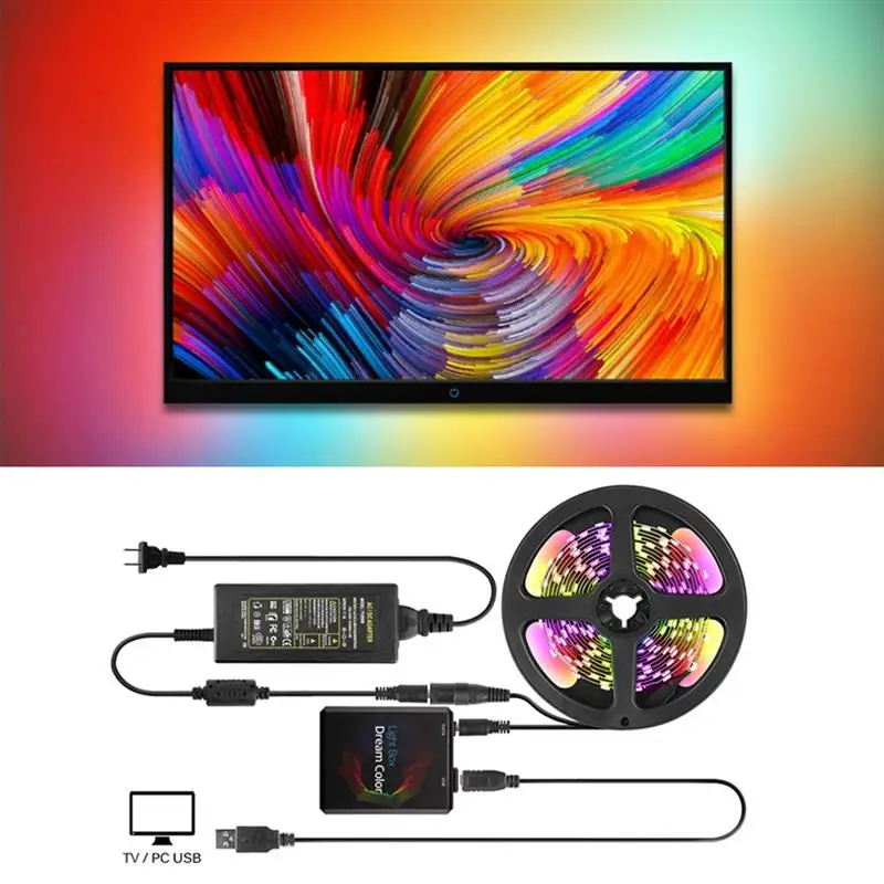 2 м 3M 4M 5 м 5050 Ambi светильник-ТВ RGB USB Светодиодная лента Светильник Настольный ПК экран тыловая подсветка комплект цифровых светодиодных лент