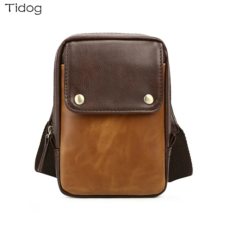 

Tidog Vintage Mobile Phone Bag Leather Multifunction chest bag