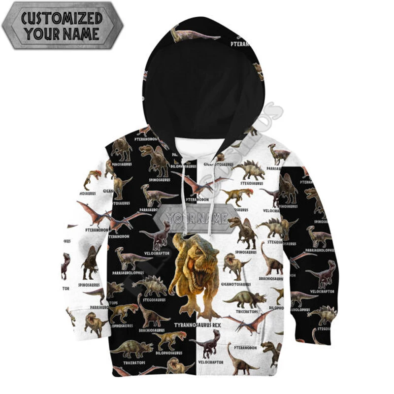 

Love Dinosaur Customize your name 3d printed Hoodies family suit tshirt zipper Pullover Kids Suit Funny Sweatshirt Tracksuit 02