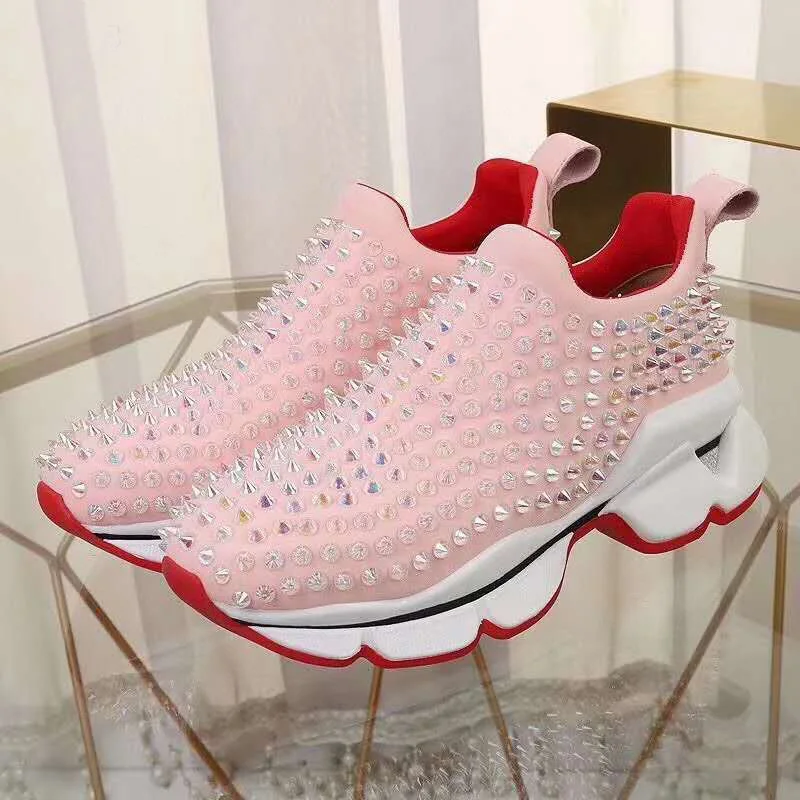 

Handmade Custom Couple Casual Shoes Luxury Brand Rivet Shiny Thick Sole Increase High Quality Men And Women Same Style Shoes