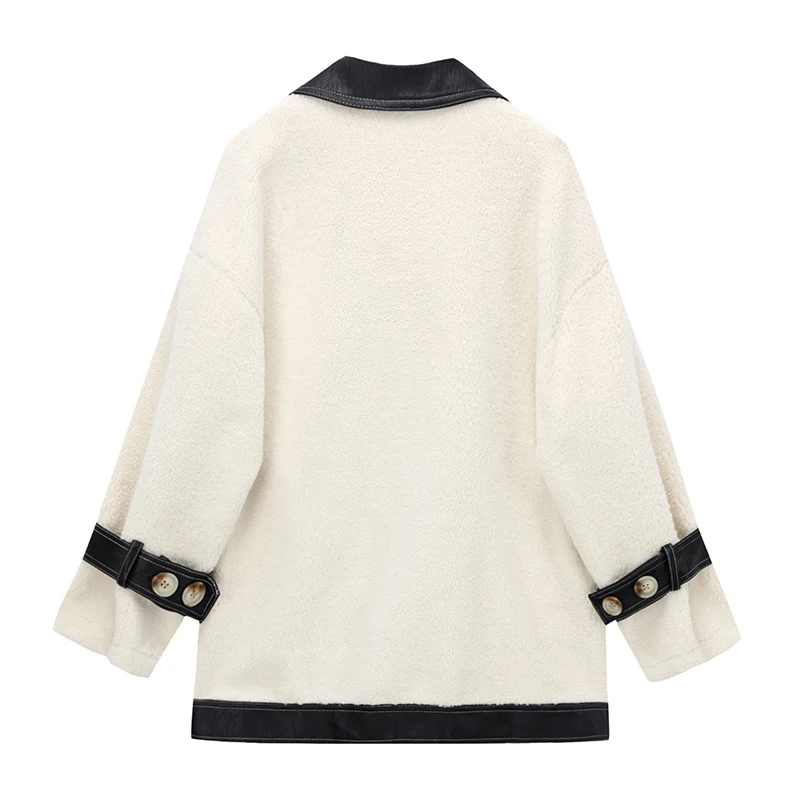 Куртка женская оверсайз с отложным воротником теплая уличная одежда из овечьей