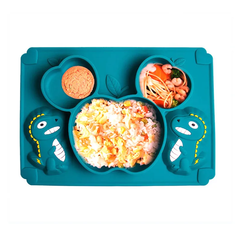 

2021 New Hot Sale Fashion Baby Dinner Plate, Cute Cartoon Non-Slip Reusable Silicone Divided Dinner Plate Toddler Dinnerware
