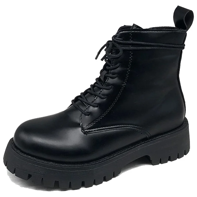 

SONL ARFU Mid-Calf New autumn and winter all-matching black platform woolen Cotton motorcycle boots ankle boots