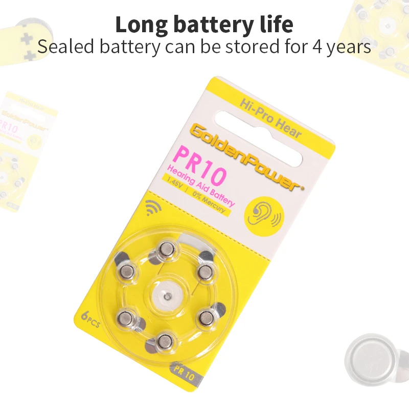 Аккумуляторы для слуховых аппаратов A10 6 шт. профессиональные аксессуары Размер 10
