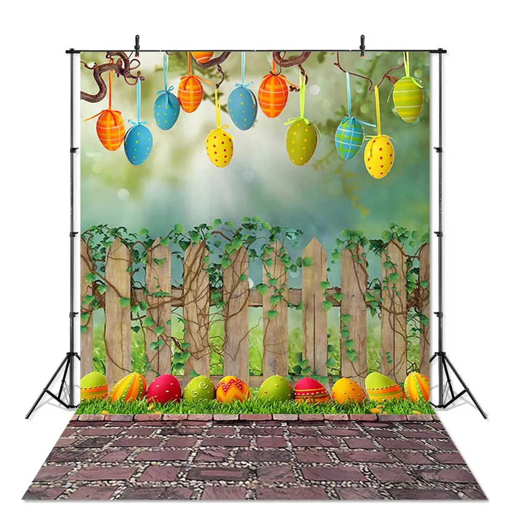 Пасхальный фон для фотосъемки с изображением весенних пасхальных яиц и