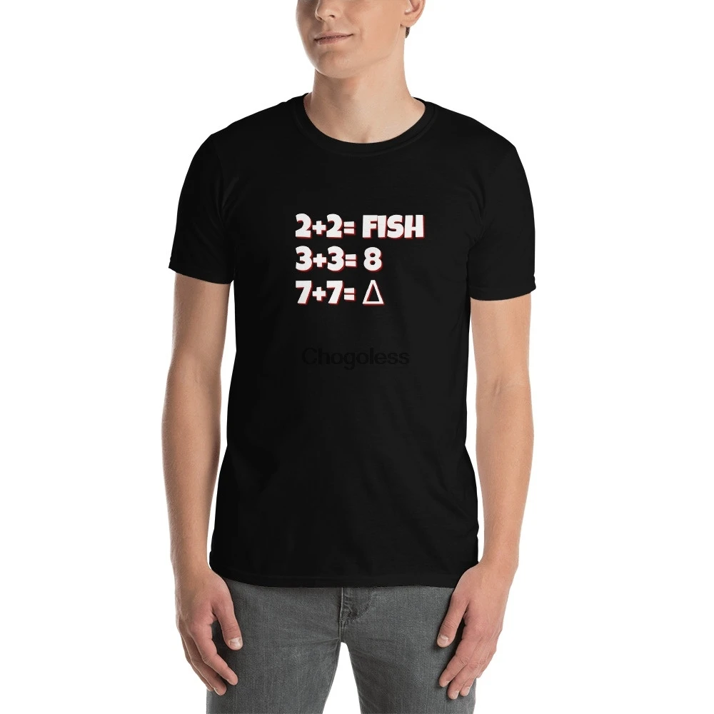 2 + = Fish 3 9 7 треугольная забавная математическая футболка Nerd с ридемом новая