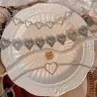 KPOP серебряный цвет сердца цепь колье колье для женщин мода эстетические жемчужные ожерелья ювелирные изделия рождественские подарки вечеринки