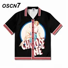 Рубашка OSCN7 Мужскаяженская с принтом, Повседневная Уличная пляжная блуза в стиле оверсайз с короткими рукавами, гавайский принт, харуюку, CXX13, 2021