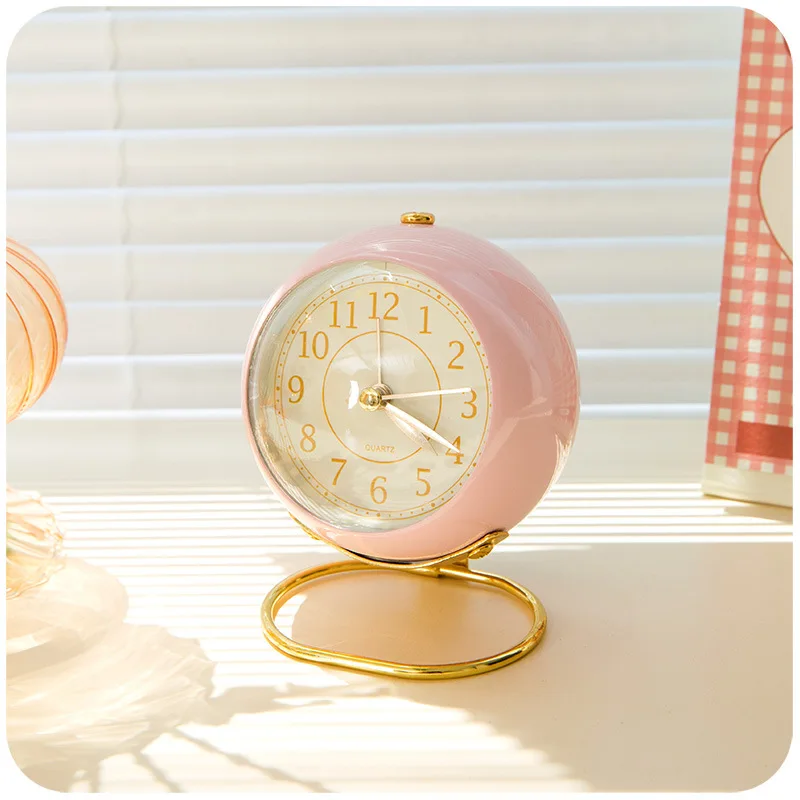 Simple Ins Small Alarm Clock Retro Nordic Style Ornaments Student Dormitory Get up Artifact Silent Night Light Red Net | Дом и сад