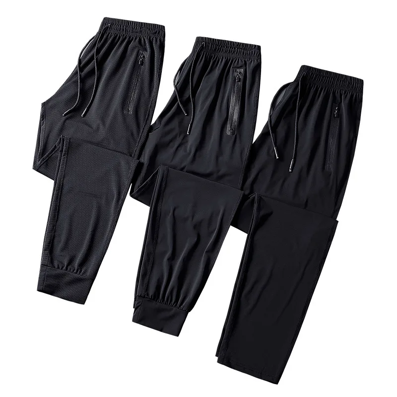 

Thin Men Pants Thin Style Men's Ice Silk Pants Good Quality Air Conditioning Trousers Beam Mouth Closing Straight Leg 8XL 9XL