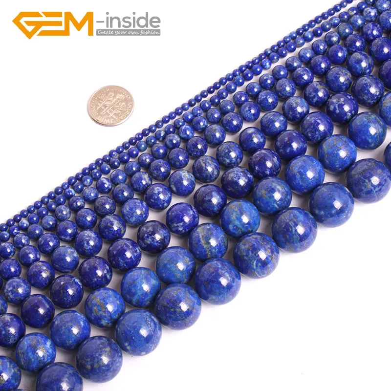 

Natural High Quality Round Lapis Lazuli Stone Beads For Jewelry Making Strand 15inch Bracelet Necklace DIY