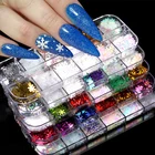 Снежинки, блестки для ногтей, снежный блеск, рождественское зимнее 3D украшение для ногтей, фотообои, DIY маникюр