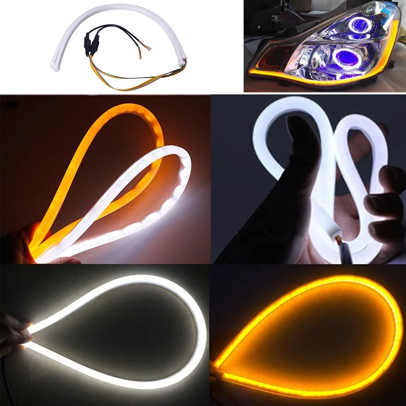 Фото Дневсветильник Светодиодная лента DRL, белая и желтая, 2x60 см №4