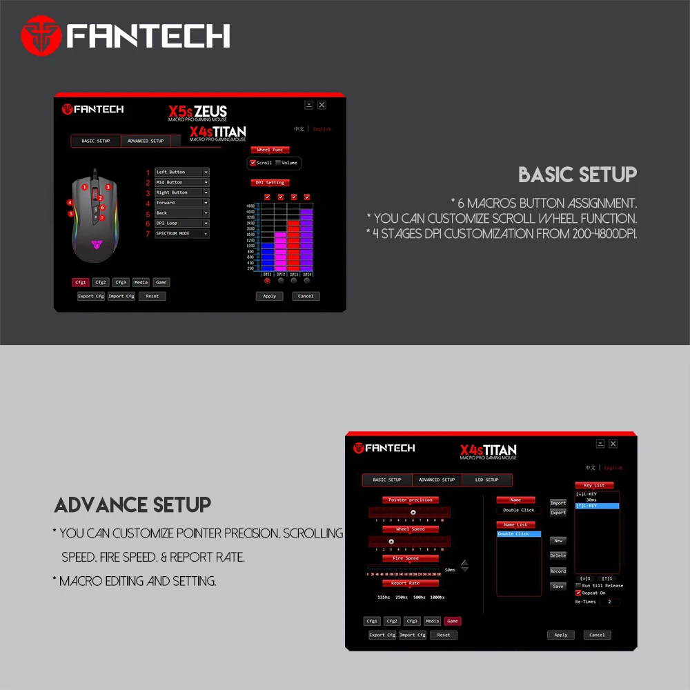 Проводная игровая мышь FANTECH X4S 4800 DPI 6 кнопок макро для геймеров эргономичная CS