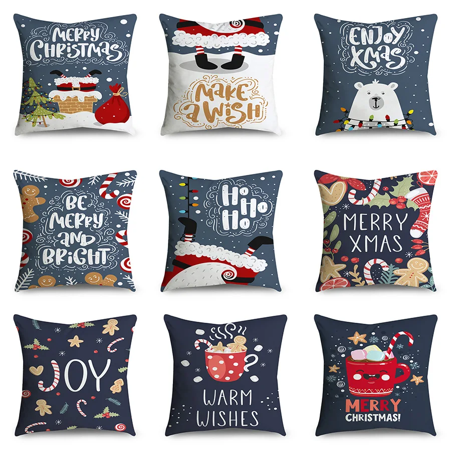 

Декоративные Чехлы для подушек 45*45 наволочка серый полиэстеровый наволочка чехол для дивана Рождественский домашний декор