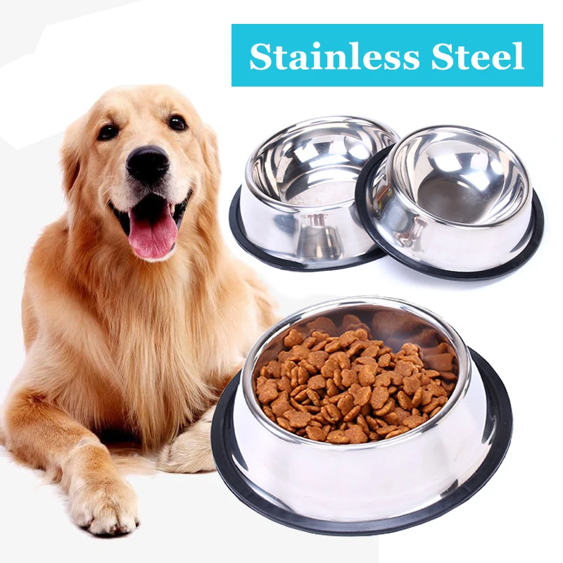 Pet Dog Bowl Stainless Steel Food Bowls Big Puppy Feeder Feeding Water For Dogs Dish Pets Prouducts | Дом и сад